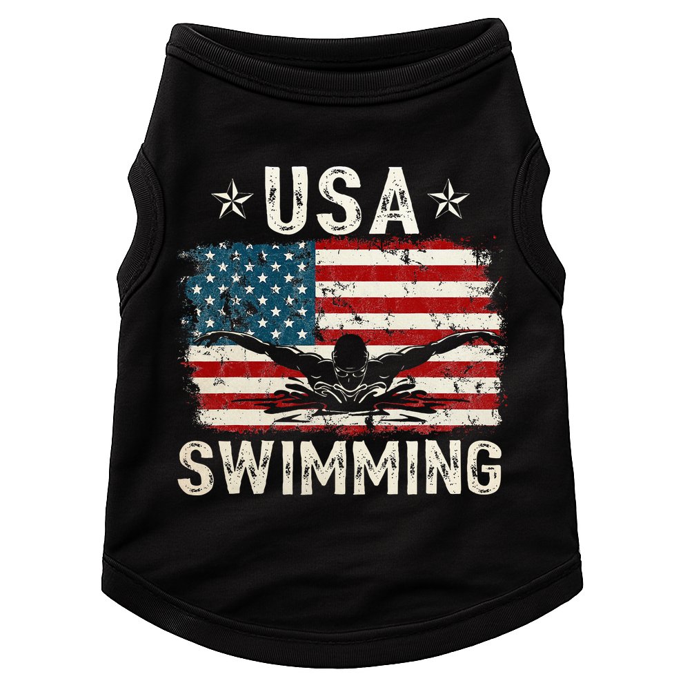 Usa Vintage Swimming Team Retro Support Usa Doggie Tank