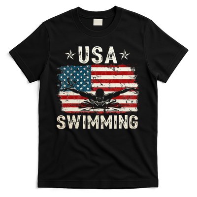 Usa Vintage Swimming Team Retro Support Usa T-Shirt