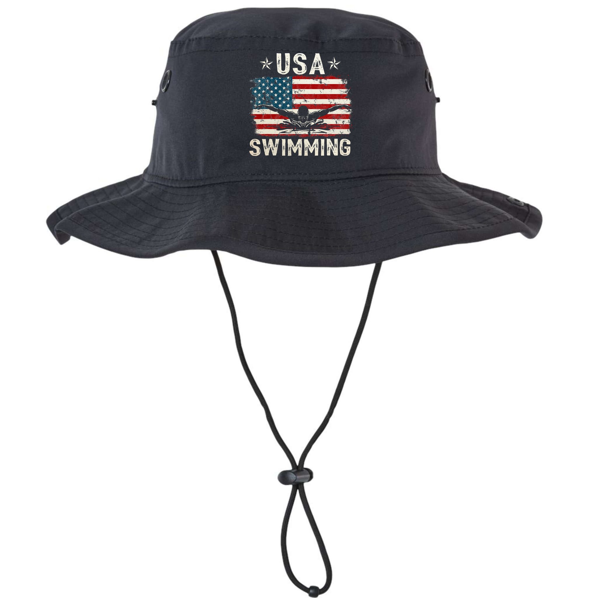Usa Vintage Swimming Team Retro Support Usa Bucket Hat