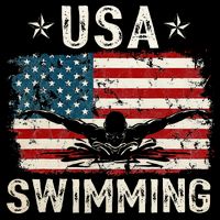 Usa Vintage Swimming Team Retro Support Usa Bucket Hat