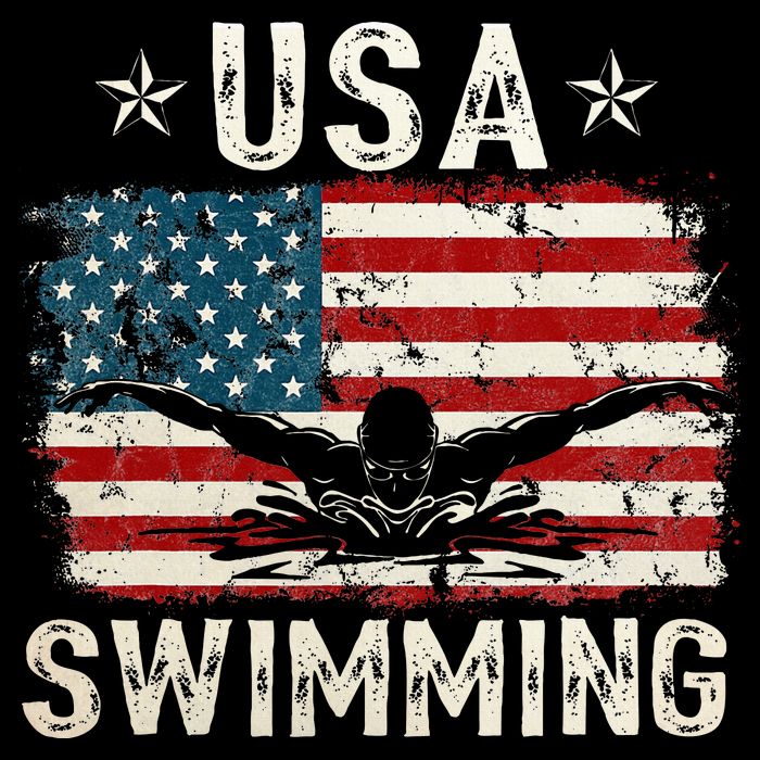 Usa Vintage Swimming Team Retro Support Usa Bucket Hat