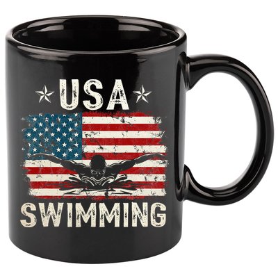 Usa Vintage Swimming Team Retro Support Usa 11oz C Handle Ceramic Mug