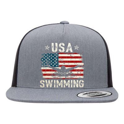 Usa Vintage Swimming Team Retro Support Usa Flat Bill Trucker Hat