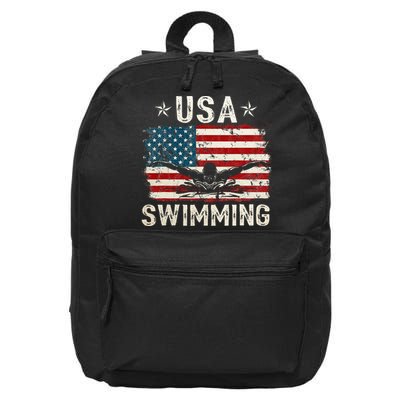 Usa Vintage Swimming Team Retro Support Usa 16 in Basic Backpack