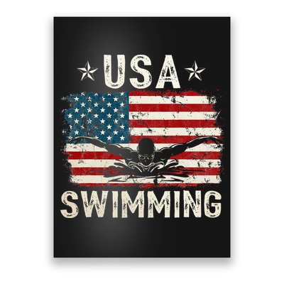 Usa Vintage Swimming Team Retro Support Usa Poster