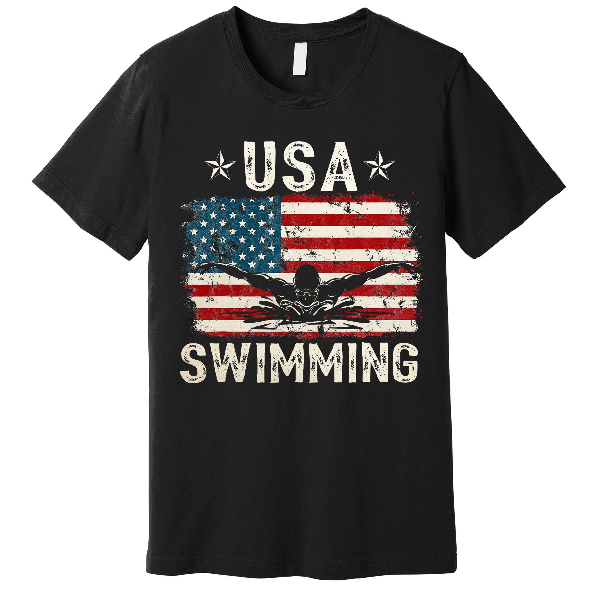 Usa Vintage Swimming Team Retro Support Usa Premium T-Shirt