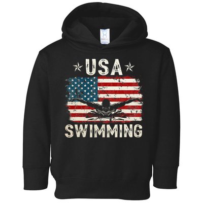 Usa Vintage Swimming Team Retro Support Usa Toddler Hoodie