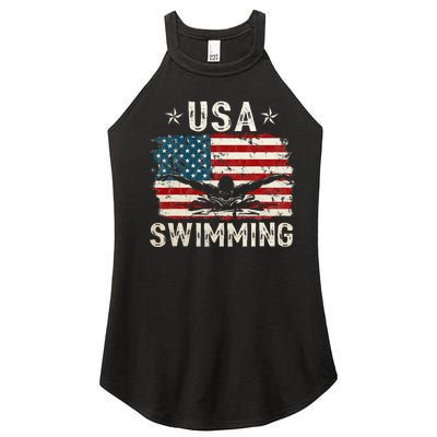 Usa Vintage Swimming Team Retro Support Usa Women’s Perfect Tri Rocker Tank