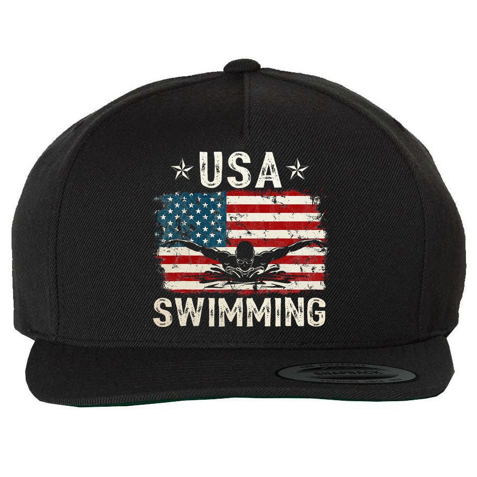 Usa Vintage Swimming Team Retro Support Usa Wool Snapback Cap