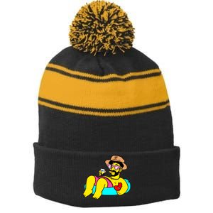 Un Verano Sin Ti Swimming Funny Cute Art Trending Stripe Pom Pom Beanie