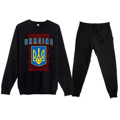 Ukraine Vyshyvanka Trident Flag Support Premium Crewneck Sweatsuit Set