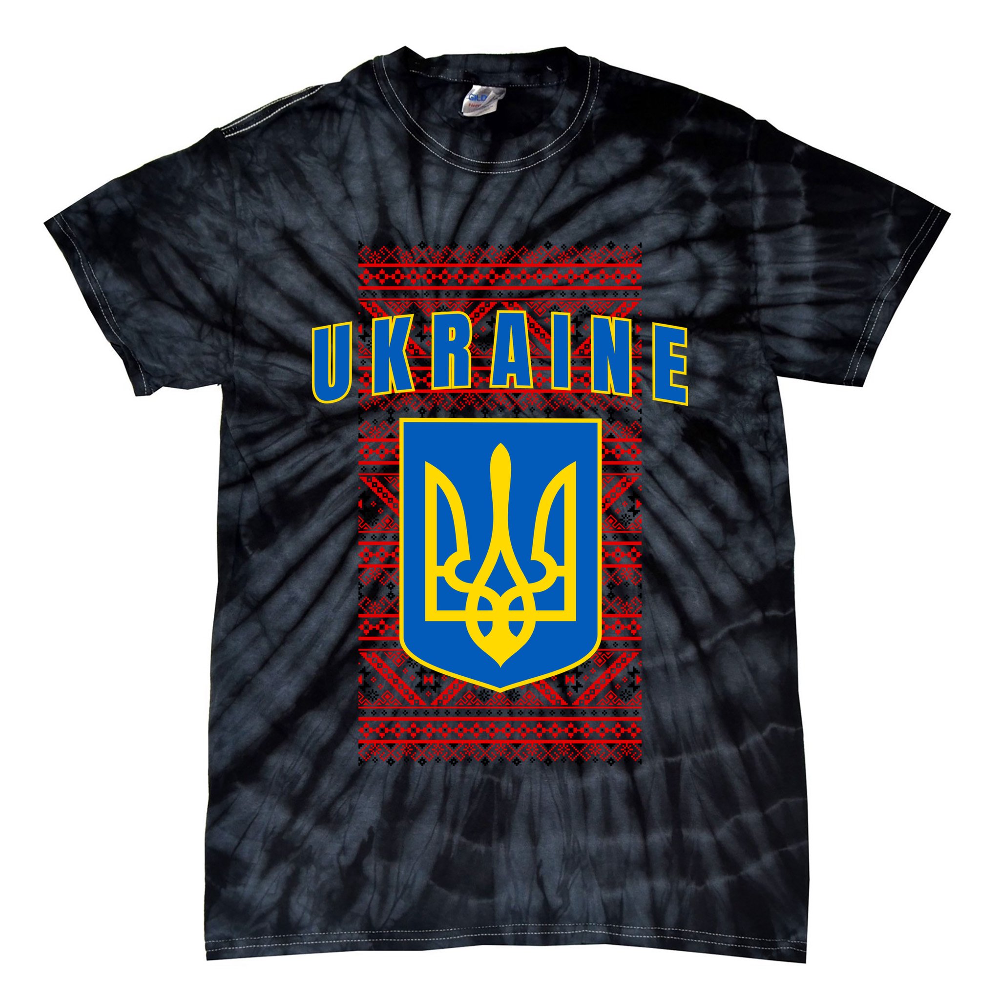 Ukraine Vyshyvanka Trident Flag Support Tie-Dye T-Shirt