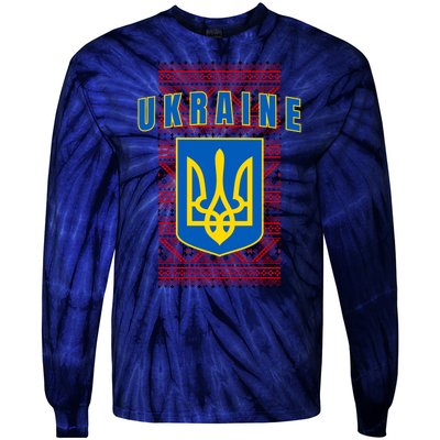 Ukraine Vyshyvanka Trident Flag Support Tie-Dye Long Sleeve Shirt