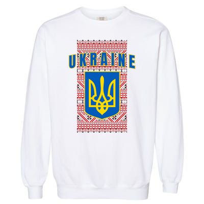 Ukraine Vyshyvanka Trident Flag Support Garment-Dyed Sweatshirt