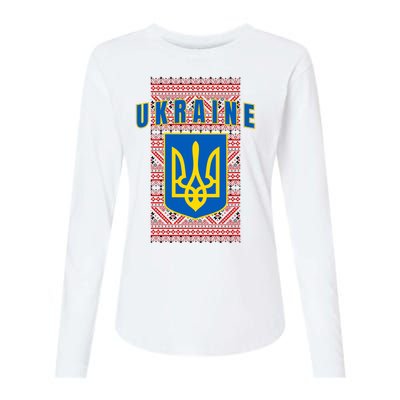 Ukraine Vyshyvanka Trident Flag Support Womens Cotton Relaxed Long Sleeve T-Shirt