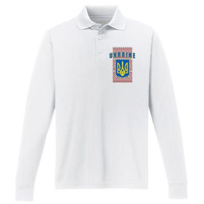 Ukraine Vyshyvanka Trident Flag Support Performance Long Sleeve Polo