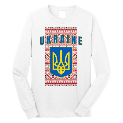 Ukraine Vyshyvanka Trident Flag Support Long Sleeve Shirt