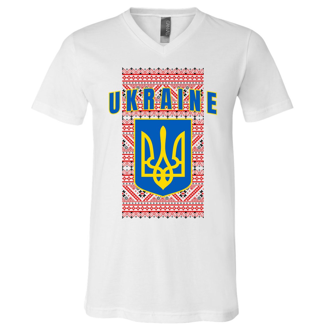 Ukraine Vyshyvanka Trident Flag Support V-Neck T-Shirt