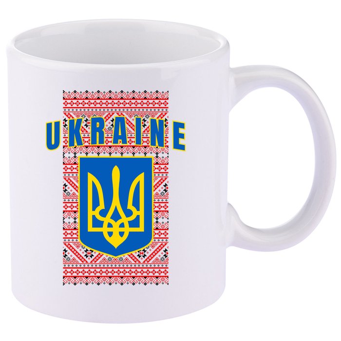 Ukraine Vyshyvanka Trident Flag Support 11oz C Handle Ceramic Mug