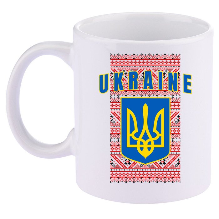 Ukraine Vyshyvanka Trident Flag Support 11oz C Handle Ceramic Mug