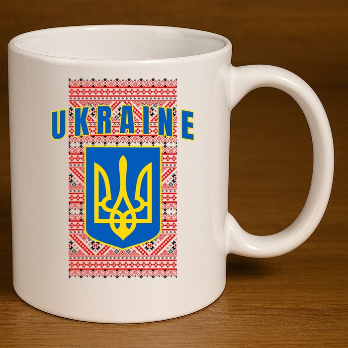Ukraine Vyshyvanka Trident Flag Support 11oz C Handle Ceramic Mug