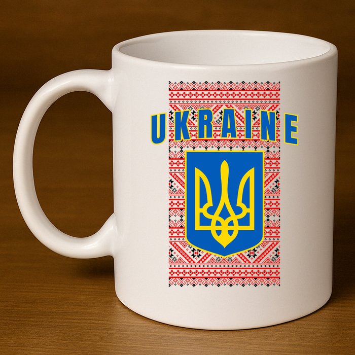 Ukraine Vyshyvanka Trident Flag Support 11oz C Handle Ceramic Mug