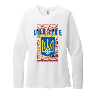 Ukraine Vyshyvanka Trident Flag Support Womens CVC Long Sleeve Shirt