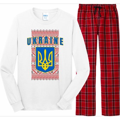 Ukraine Vyshyvanka Trident Flag Support Long Sleeve Pajama Set