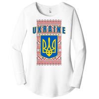 Ukraine Vyshyvanka Trident Flag Support Women's Perfect Tri Tunic Long Sleeve Shirt