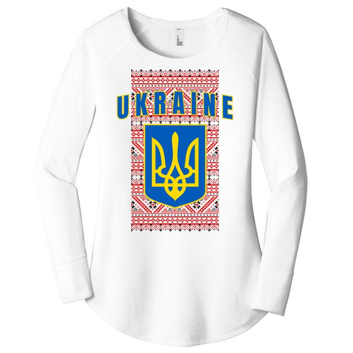 Ukraine Vyshyvanka Trident Flag Support Women's Perfect Tri Tunic Long Sleeve Shirt