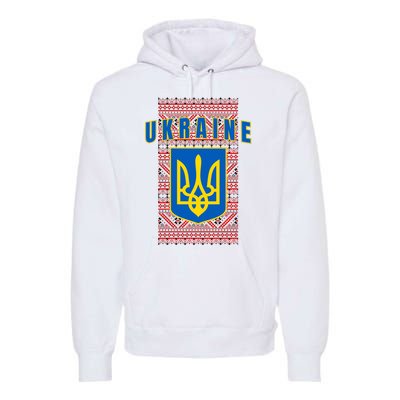 Ukraine Vyshyvanka Trident Flag Support Premium Hoodie