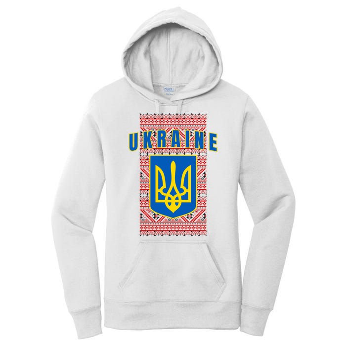 Ukraine Vyshyvanka Trident Flag Support Women's Pullover Hoodie