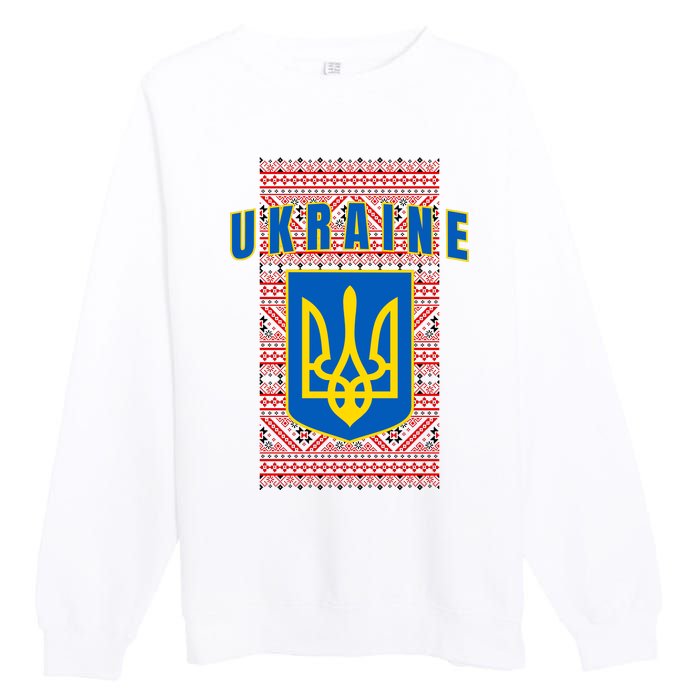 Ukraine Vyshyvanka Trident Flag Support Premium Crewneck Sweatshirt