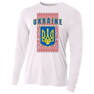 Ukraine Vyshyvanka Trident Flag Support Cooling Performance Long Sleeve Crew