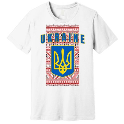 Ukraine Vyshyvanka Trident Flag Support Premium T-Shirt