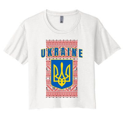 Ukraine Vyshyvanka Trident Flag Support Women's Crop Top Tee