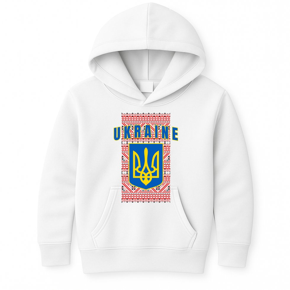 Ukraine Vyshyvanka Trident Flag Support Kids Hoodie