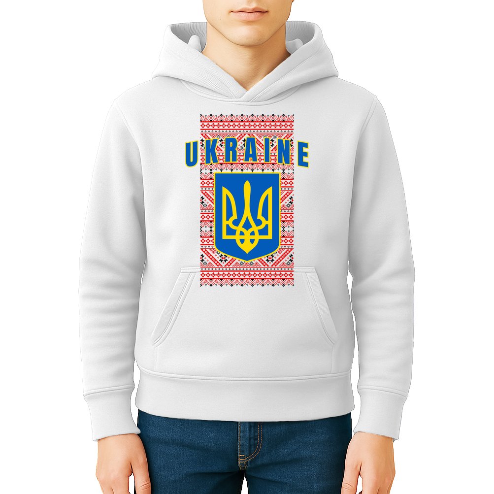 Ukraine Vyshyvanka Trident Flag Support Kids Hoodie