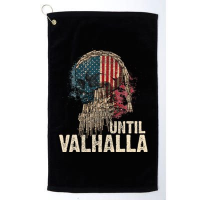 Until Valhalla Viking Us Flag Vintagetil Valhalla Platinum Collection Golf Towel