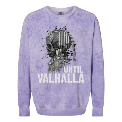 Until Valhalla Viking US Flag Vintage Til Valhalla Colorblast Crewneck Sweatshirt