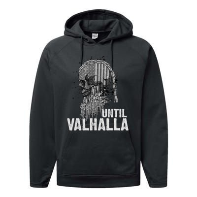 Until Valhalla Viking US Flag Vintage Til Valhalla Performance Fleece Hoodie