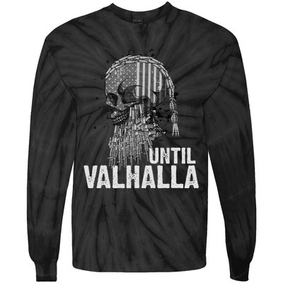 Until Valhalla Viking US Flag Vintage Til Valhalla Tie-Dye Long Sleeve Shirt