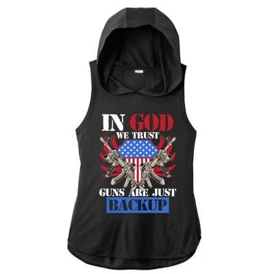 Us Veteran Veterans Day In God We Trust Guns Are Just Backup Gift Ladies PosiCharge Tri-Blend Wicking Draft Hoodie Tank