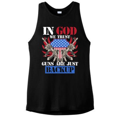 Us Veteran Veterans Day In God We Trust Guns Are Just Backup Gift Ladies PosiCharge Tri-Blend Wicking Tank