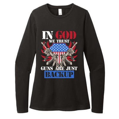 Us Veteran Veterans Day In God We Trust Guns Are Just Backup Gift Womens CVC Long Sleeve Shirt