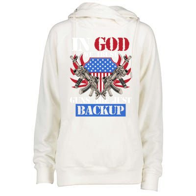 Us Veteran Veterans Day In God We Trust Guns Are Just Backup Gift Womens Funnel Neck Pullover Hood