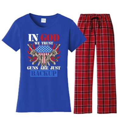 Us Veteran Veterans Day In God We Trust Guns Are Just Backup Gift Women's Flannel Pajama Set