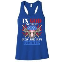 Us Veteran Veterans Day In God We Trust Guns Are Just Backup Gift Women's Racerback Tank