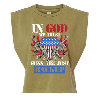 Us Veteran Veterans Day In God We Trust Guns Are Just Backup Gift Garment-Dyed Women's Muscle Tee