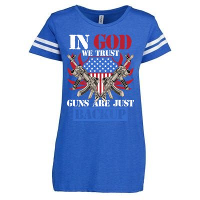 Us Veteran Veterans Day In God We Trust Guns Are Just Backup Gift Enza Ladies Jersey Football T-Shirt